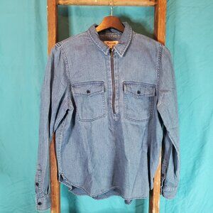 Madewell Denim Half Zip Pullover Denim Women's Shirt